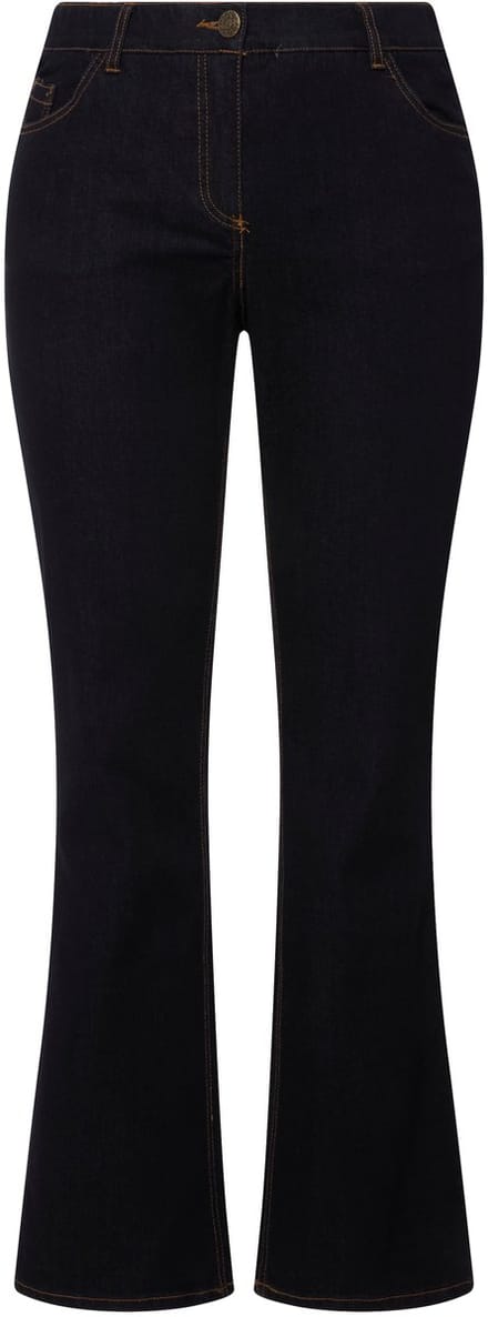 Ulla Popken - Dames - Jeans Marie bootcut comfortabele tailleband 5-pocketmodel - Donkerblauw denim - Maat 31