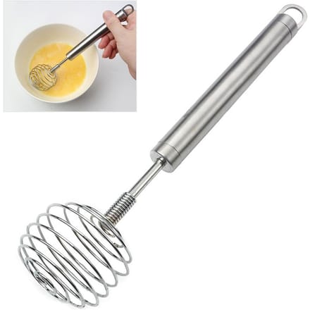 RVS Eierklopper Ronde Vormige Veer Melkblender Handheld Eierklopper zilver