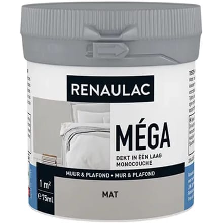 Renaulac Muur & Plafond Verftester - Mat - Fluweel Grijs - 75ml