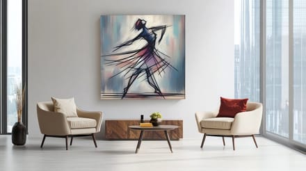 Vierkant Canvas Schilderij - Abstract - Kunst - Stroom van Elegantie - 40x40x2 cm