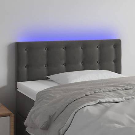 vidaXL - Hoofdbord - LED - 80x5x78/88 - cm - fluweel - donkergrijs