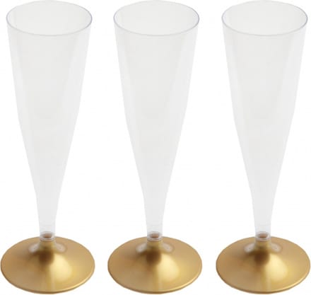 Santex Champagneglazen - 10x - plastic - 140 ml - goud - herbruikbaar