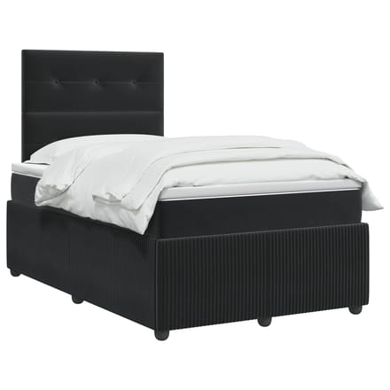 vidaXL - Boxspringbed - met - matras - Zwart - 120 - x - 200 - cm - Fluweel