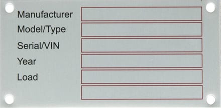 Kramp Typeplaat blank aluminium, serie/chassisnummer 100 x 50 mm