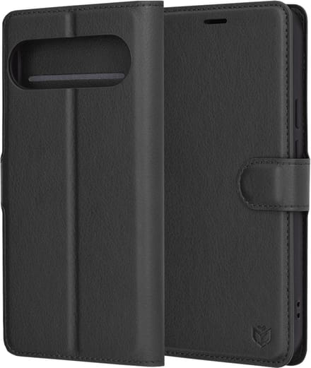 Hoesje geschikt voor Google Pixel 9 Pro XL - Techsuit Leather Folio Book Wallet Case - Zwart