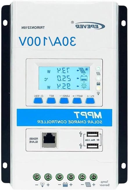 MPPT Solar Charge Controller - Zonne Laadregelaar - Energiebeheer - Automatische Spanning Detectie - 30A - Zwart