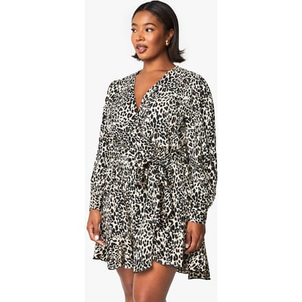 boohoo Dames Plus Leopard Wrap Ruffle Skater Jurk | Maat: 20