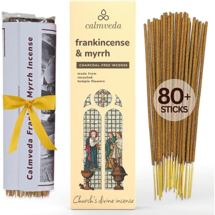 Encens Calmeveda Église Encens Oliban et Myrrhe - 80 Bâtonnets, Sans Charbon Large marron