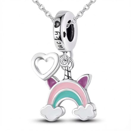 Ketting unicorn - hartje - gelukspoppetje