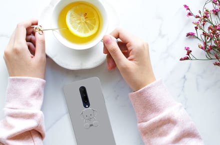OnePlus 7 Pro Telefoonhoesje met Naam Grijs Baby Olifant