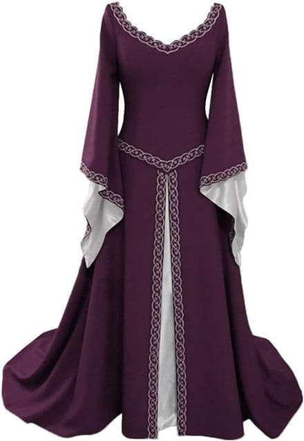 Middeleeuwse Jurk Dames - Lange Pofmouwen, Renaissance & Halloween Kostuum