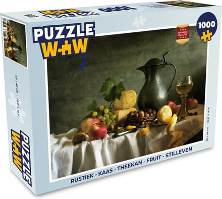 Puzzel Rustiek - Kaas - Theekan - Fruit - Stilleven - Legpuzzel - Puzzel 1000 stukjes volwassenen