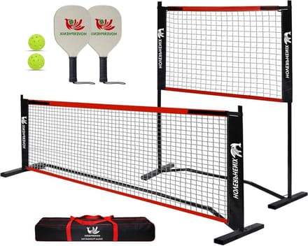 Pickleball Net - Trainingsnet Dink - Overal Spelen - Verstelbare Hoogte - 10FT en 4FT - Zwart en Rood