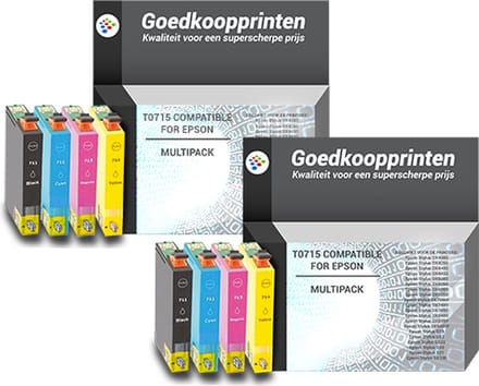 Huismerk Epson T0715 inkt cartridges 2 x 4 Multipack (102 ml)