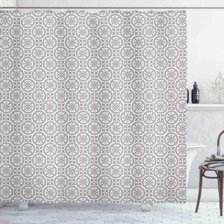 ABAKUHAUS Douchegordijn – Geometrisch Grijs-Wit, 175x220 cm, Wasbaar