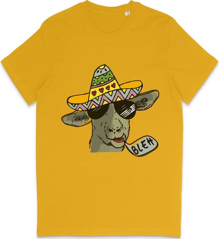 Grappig T Shirt Heren - T Shirt Dames - Cartoon Geit - Geel - S