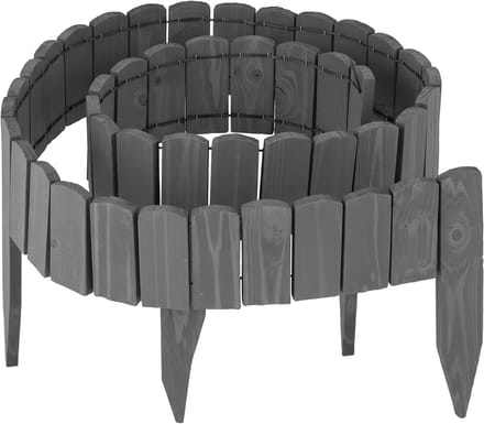 Borderrand - 200x10 cm - flexibel - hout - donkergrijs