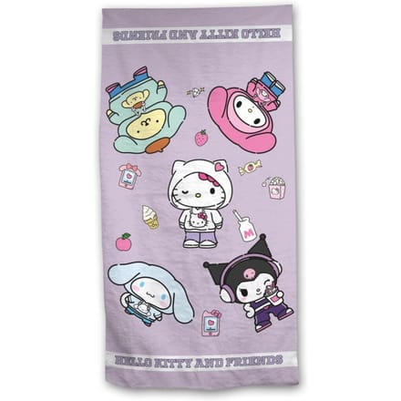 Hello Kitty & Friends Strandlaken Hello Kitty Kuromi My Melody - 90 x 170 cm - Katoen