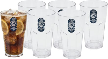 Excellent Houseware Longdrink glas - 6x - 370 ml - onbreekbaar kunststof - herbruikbaar