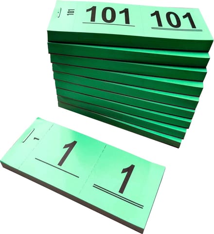 Garderobenummers 1 - 1000 - Nummerblocks - Afscheurbare Lootjes groen - DULA