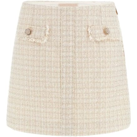 GUESS  Eco Daphnee Mini Flap Sk Cream Tweed Combo Taglia: S | Minigonne Outlet | Donna | Bianco
