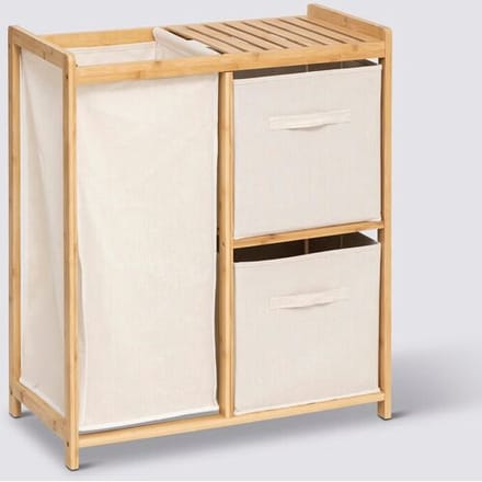 5five Wasplank Opbergdoos - Bamboe en Polyester, 66 x 33 x 78,5 cm