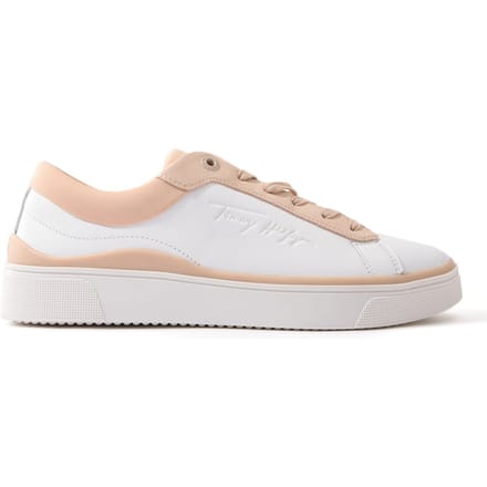 Tommy Hilfiger Dames Elevated Leather Cupsole Sneakers - Wit & Roze
