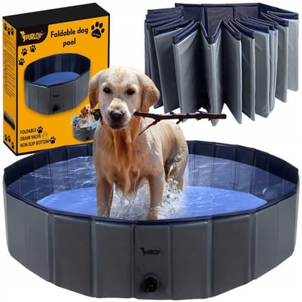 Purlov Groot Opvouwbaar Hondenzwembad 120 x 30 cm met Anti-slip Bodem