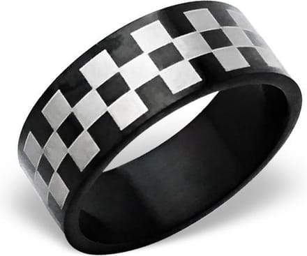 Amanto Ring Ayaan - 316L Staal - Geblokt - 8mm - Maat 63-20mm