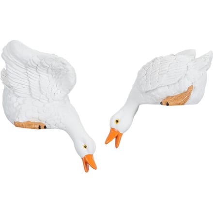 2 stuks Drinkende Eend Beeld Waterdichte Hars Eend Tuinlandschap Figuurtjes Decoratief Buiten white