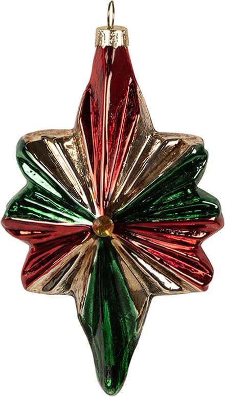 Clayre & Eef Kerstbal Overig 9x4x14 cm Rood Groen Glas Kerstballen