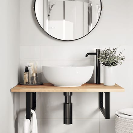 vidaXL - Badkamer - wandschap - staal - en - massief - acaciahout