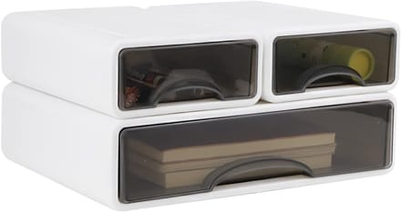 Bureau organizer - 3 compartimenten laden - Kunststof - Lichtgewicht - Rechthoekig - Glad - 34D x 24,5B x 16H centimeter - Kleur : wit