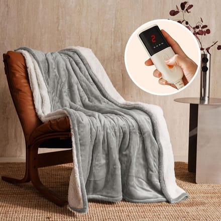 Elektrische Deken - Verwarmde Plaid - Comfort Verwarmen - 6 Warmte-instellingen - 130x180cm - Grijs