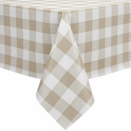 Protecttable - Tafelzeil Ruit Cotton Creme 140x250cm - Tafelkleed Afwasbaar - Kunststof