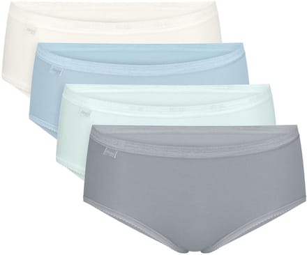 Sloggi Women Basic+ Midi (4-pack) - dames slip - wit - lichtblauw - lichtgroen en grijs