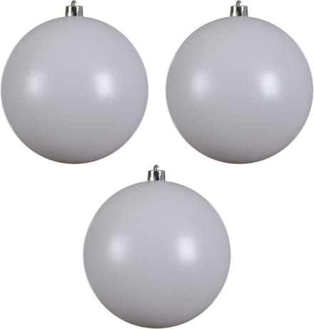 Decoris Kerstbal - 3x - wit - groot - 14 cm - kunststof - glans - kerstversiering