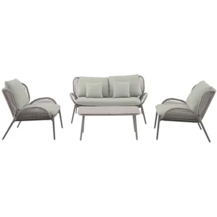 Central Park Loungeset Kea - Staal/wicker - Groen - 4 Personen