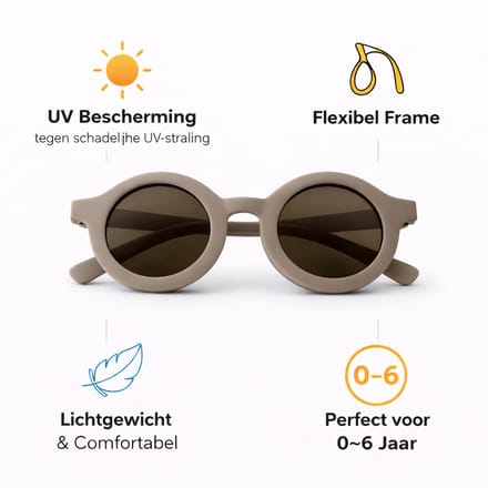 Kinderzonnebril – Rond – UV Bescherming – 0-6 Jaar – Grijs
