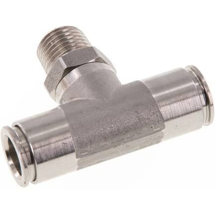 10mm x R1/4'' inline T-stuk RVS Insteekfitting Buitendraad Draaibaar FKM