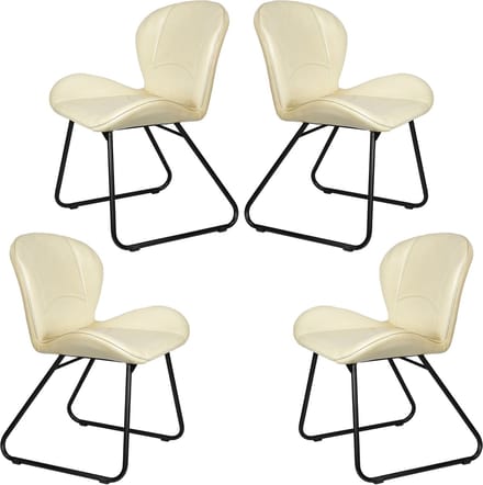 Moderne eetkamerstoelen van beige echt leer – comfortabele vergader- & bezoekersstoelen