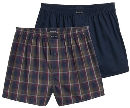 Tom Tailor - Korte boxershorts in een 2-pack - Maat S/4 - blue-dark-check