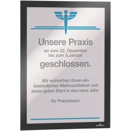 DURABLE Zelfklevend A4 informatiekader met magnetisch, opklapbaar voorpaneel. Ideaal voor niet-permanente displays.