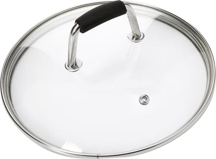 Glazen deksel 20 cm met RVS hendel en hittebestendige silicone