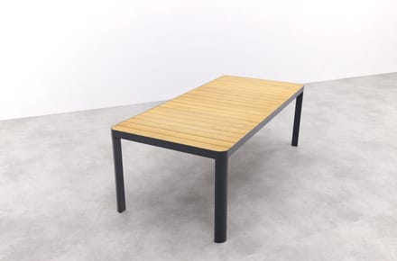 General tuintafel 220x100 cm. - aluminium royal grey frame / teak