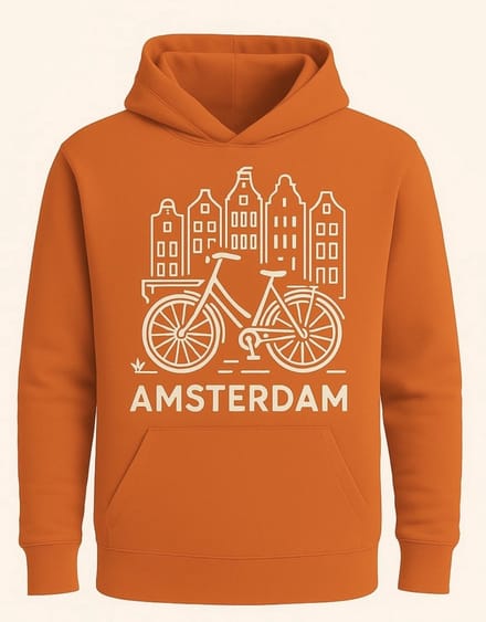 Hoodie Fiets Amsterdam - Oranje - S