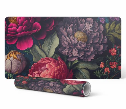 Antislip bureauonderlegger met bloemenprint in vintage stijl, 90x45 cm