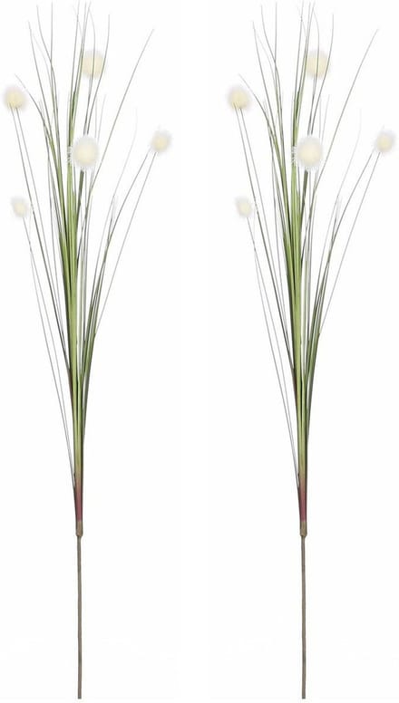 Mica Decorations - 2x - Rietgras kunstplant - losse steel/tak - groen/wit - 84 cm - siertakken