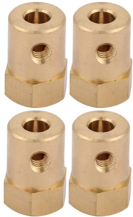 Dailygoods- Zeskantkoppeling 4-delig - Messing - Motoraskoppeling - Duurzaam - Binnendiameter 5 mm - Lange levensduur - Motoras Koppeling