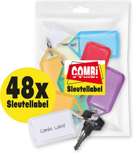 Combi-Label Openklapbare Openklapbaar Sleutellabel – Sleutellabels met inlay - Sleutelhanger - Naamlabel – 48 stuks